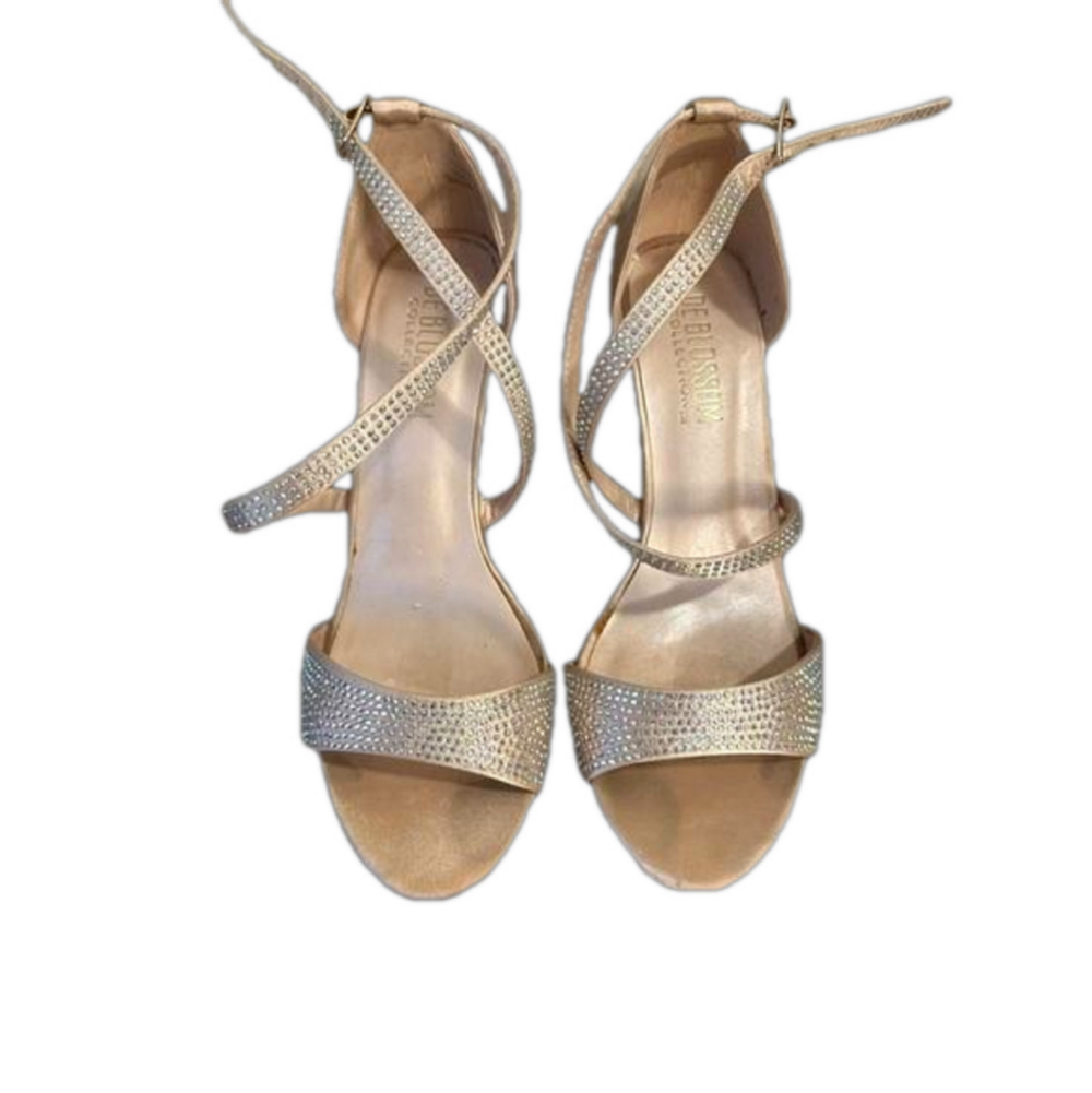 De Blossom Collection Hannah Satin Rhinestone Heel Nude